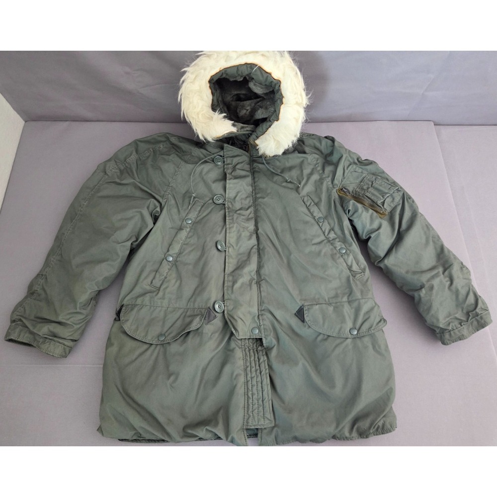Vintage Military Jacket Mens Medium Green '79 Cold Weather Snorkel Parka Fur N3B